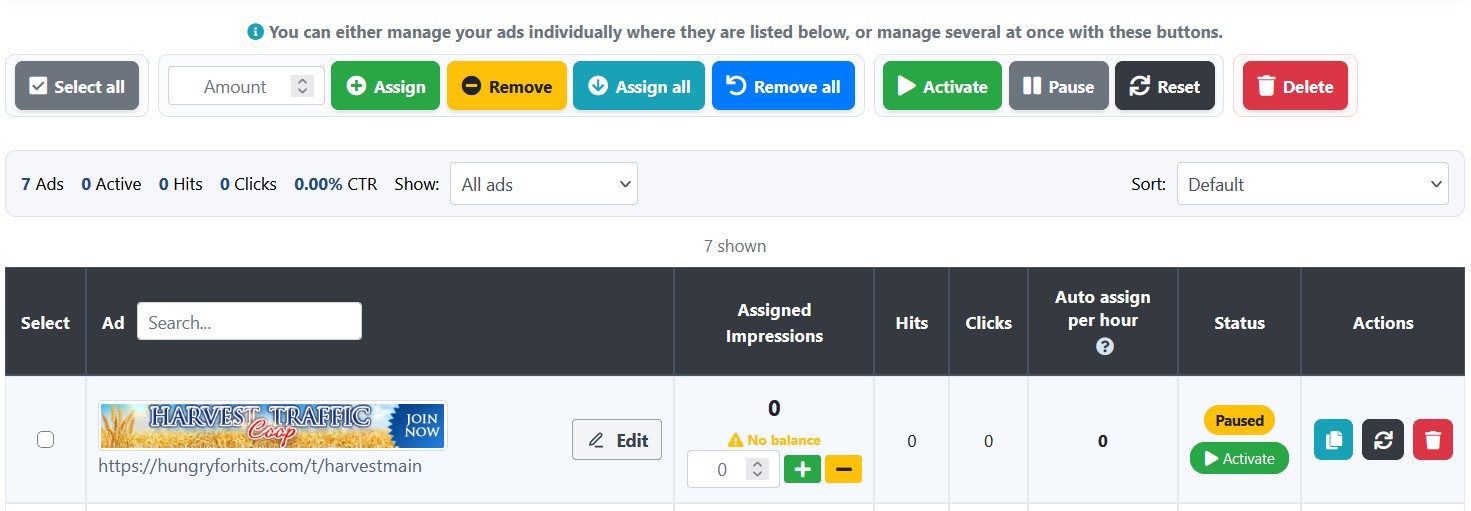 Manage a banner in Hungry For Hits