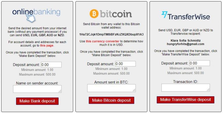 Deposit options for the Piggy Bank